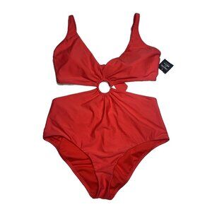 Bar III womans One Piece Swimsuit orange open mid area Sexy NEW bathing suit XL